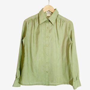 Vintage Pistachio Green Blouse / Made in Canada / size Small